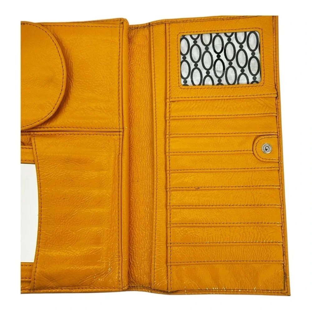 Hobo International Large Patent Leather Women's Clutch Wallet | Orange Y2k - Picture 8 of 15